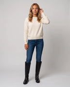 Bottes cavalieres plates en simili Ysabeau Noir — portées en pied