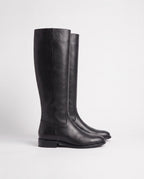 Bottes cavalieres plates en simili Ysabeau Noir — packshot, second angle