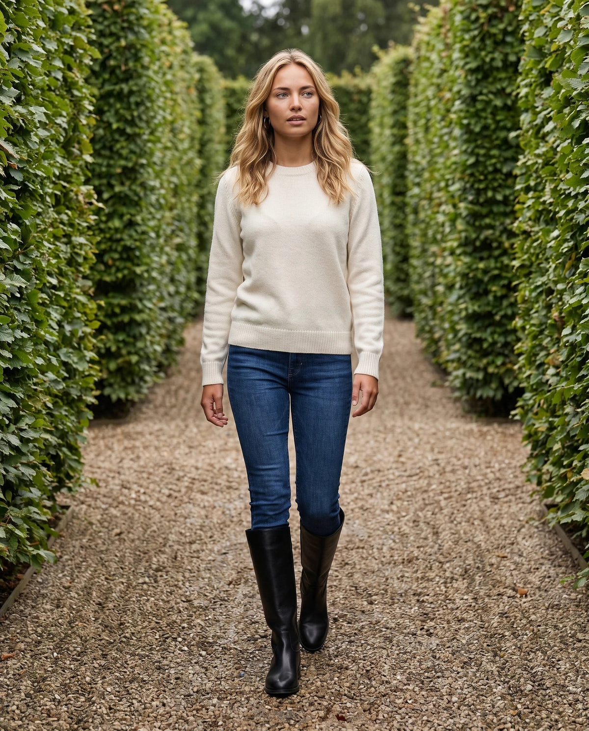 Bottes cavalieres plates en simili Ysabeau Noir — portées en situation