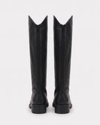 Bottes cavalières plates à découpe V Cateline — Noir, packshot vue complémentaire