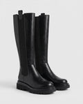 Bottes hautes chelsea à soufflets Ysée — Noir, paire vue de trois quarts en studio