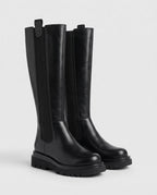 Bottes hautes chelsea à soufflets Ysée — Noir, paire vue de trois quarts en studio