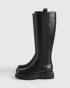 Bottes hautes chelsea à soufflets Ysée — Noir, paire vue de profil en studio, soufflet élastique visible