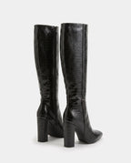 Bottes hautes croco vernies à talon Théodorine — Noir, packshot vue complémentaire