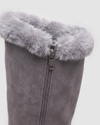 Bottes fourrées zippées en suédine Douce — Gris, packshot vue complémentaire