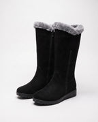 Bottes fourrées zippées en suédine Douce — Noir, packshot vue complémentaire