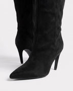 Bottes hautes en suédine à talon fin Raphaëlle — Noir, packshot vue complémentaire