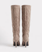 Bottes hautes en suédine à talon fin Raphaëlle — Taupe, packshot vue complémentaire
