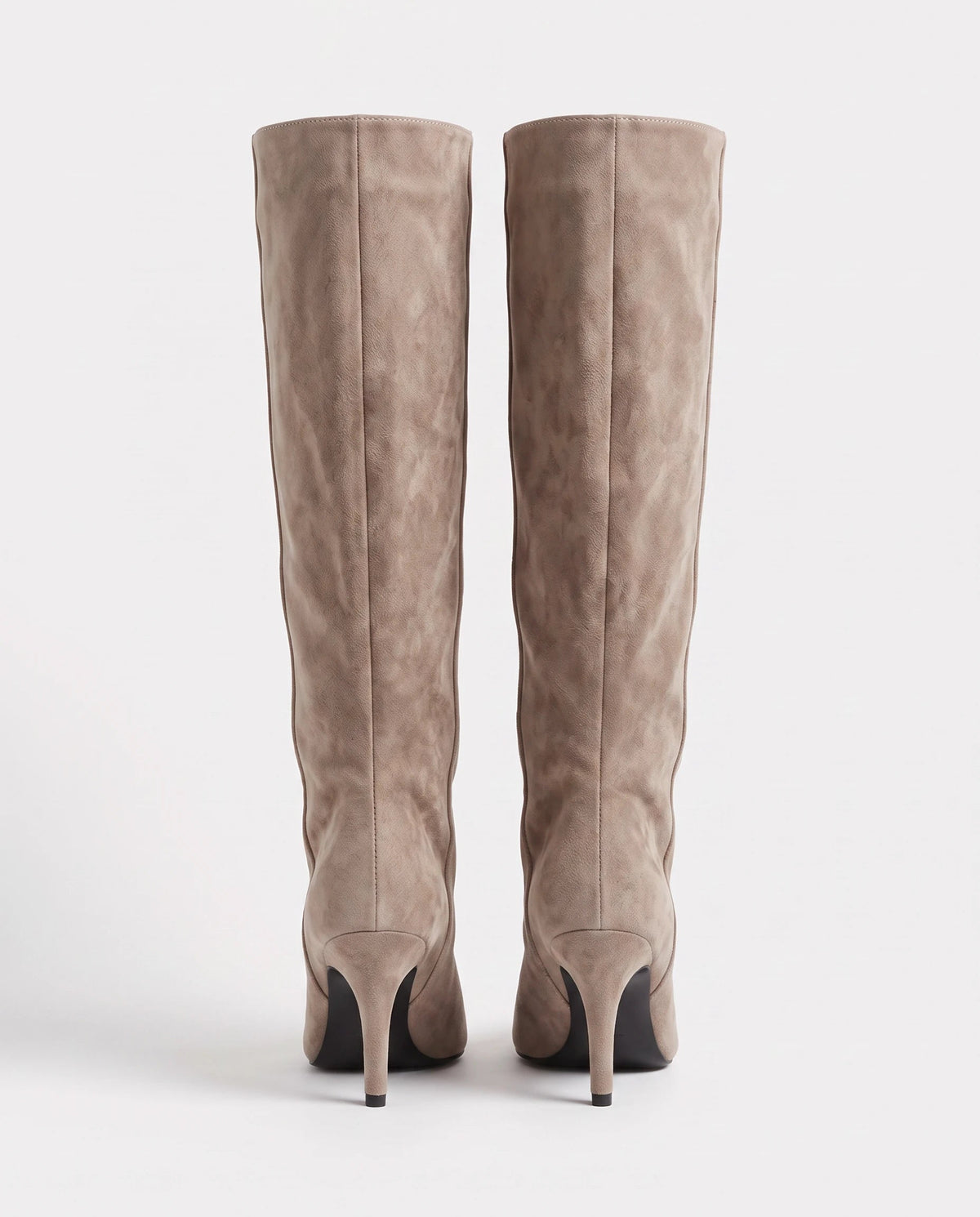 Bottes hautes en suédine à talon fin Raphaëlle — Taupe, packshot vue complémentaire