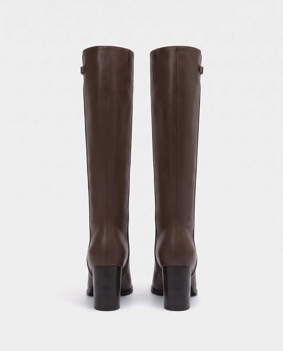 Bottes hautes a talon rond en simili Sylvanie Chocolat Foncé — packshot, second angle
