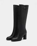 Bottes hautes a talon rond en simili Sylvanie Noir — packshot studio