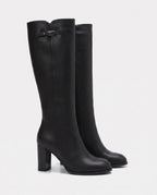 Bottes hautes a talon rond en simili Sylvanie Noir — packshot, second angle