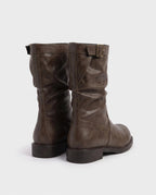 Bottes mi-mollet slouchy en simili Almire Brun Vieilli — packshot, second angle