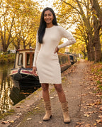 Bottes mi-mollet slouchy en suedine Fulvie Camel — portées en situation
