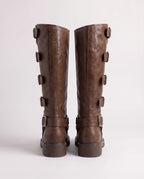 Bottes motardes hautes à boucles effet cuir Sigrid — Brun, packshot vue complémentaire