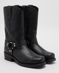Bottes motardes mi-mollet effet cuir Irmine — Noir, paire vue de trois quarts studio