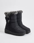 Bottes de neige matelassées imperméables Astride — Noir, paire en packshot studio