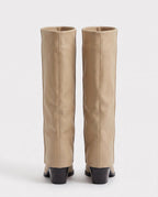 Bottes hautes à revers en simili Rosemarie — Beige, packshot vue complémentaire