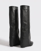 Bottes hautes à revers compensées en simili Jacqueline — Noir, packshot vue complémentaire