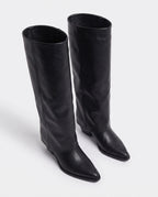 Bottes hautes à revers en simili Rosemarie — Noir, packshot vue complémentaire