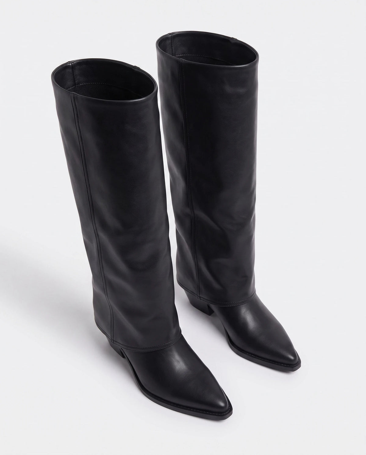 Bottes hautes à revers en simili Rosemarie — Noir, packshot vue complémentaire