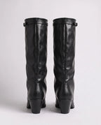 Bottes hautes à revers bouclé effet cuir Ysolde — Noir, packshot vue complémentaire