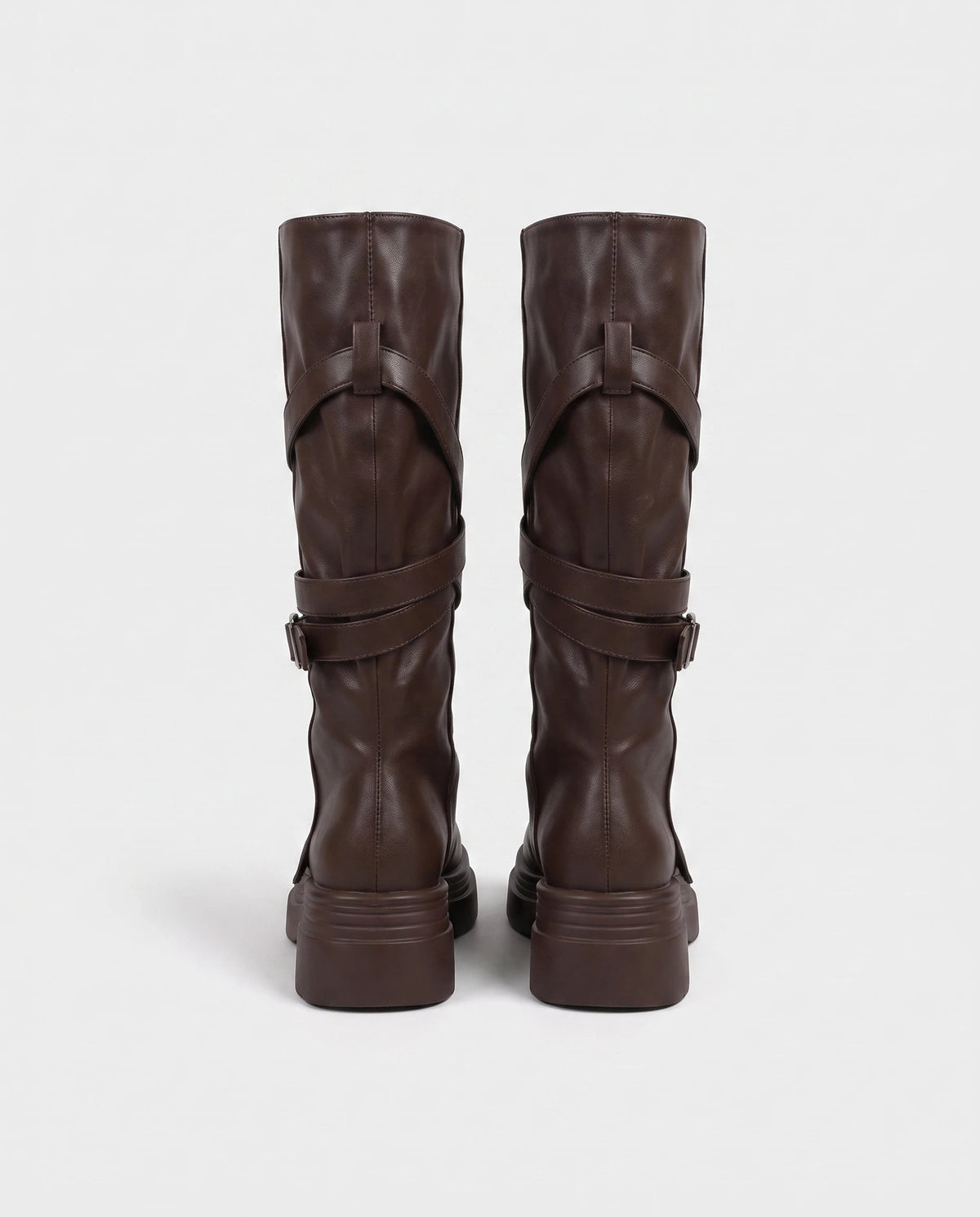 Bottes à sangles croisées et plateforme Judicaëlle — Brun, packshot vue complémentaire