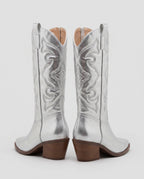 Bottes santiags mi-mollet en simili Artémise Argent — packshot, second angle
