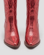 Bottes santiags mi-mollet en simili Artémise Cerise Laquée — packshot, second angle