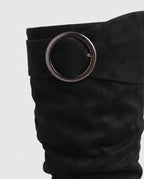 Bottes slouchy à boucles anneau en suédine Isadora — Noir, packshot vue complémentaire