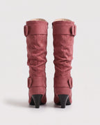 Bottes slouchy à boucles anneau en suédine Isadora — Vieux Rose, packshot vue complémentaire
