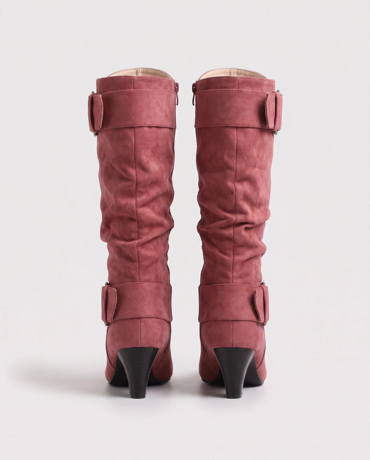 Bottes slouchy à boucles anneau en suédine Isadora — Vieux Rose, packshot vue complémentaire