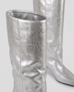Bottes souples à petit talon effet croco Micheline — Argent, packshot vue complémentaire