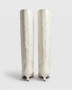 Bottes souples à petit talon effet croco Micheline — Blanc Cassé, packshot vue complémentaire