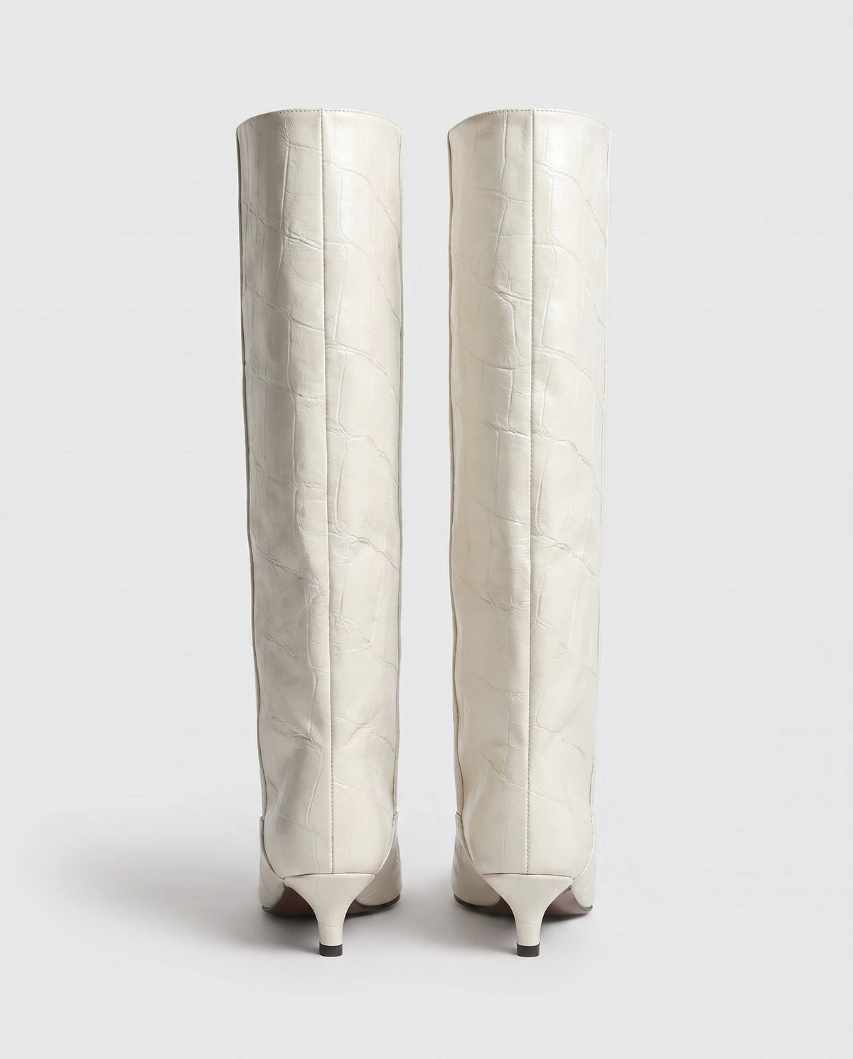 Bottes souples à petit talon effet croco Micheline — Blanc Cassé, packshot vue complémentaire