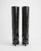 Bottes souples à petit talon effet croco Micheline — Noir, packshot vue complémentaire