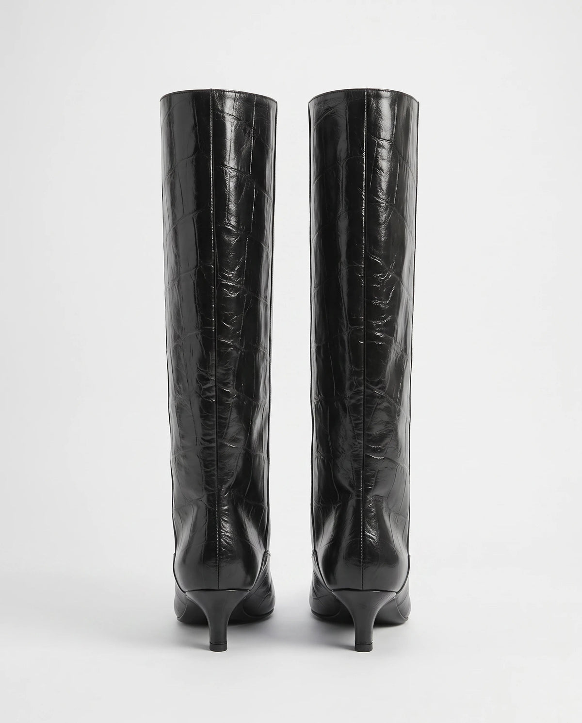 Bottes souples à petit talon effet croco Micheline — Noir, packshot vue complémentaire