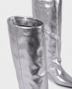 Bottes souples à petit talon en simili Paulette — Argent, packshot vue complémentaire