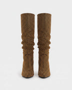 Bottes hautes slouchy à strass Odalie — Bronze, paire vue de face en studio