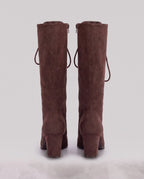 Bottes lacées victoriennes en suédine Wilhelmine — Brun Cacao, packshot vue complémentaire