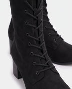 Bottes lacées victoriennes en suédine Wilhelmine — Noir, packshot vue complémentaire