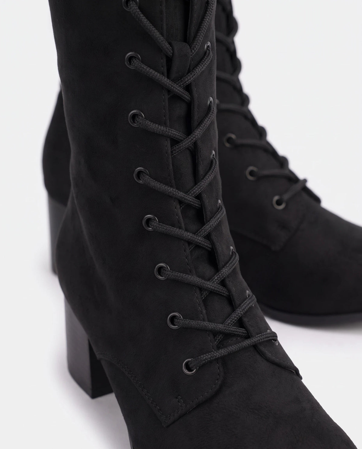 Bottes lacées victoriennes en suédine Wilhelmine — Noir, packshot vue complémentaire