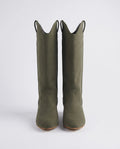 Bottes hautes western en suédine Marjolaine — Kaki, paire vue de face studio