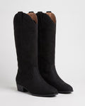 Bottes hautes western en suédine Marjolaine — Noir, paire vue de trois quarts studio