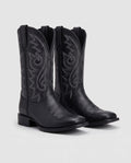 Bottes western à bout rond Marion — Noir, paire vue de trois quarts en studio