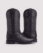 Bottes western à bout rond Marion — Noir, paire vue de profil en studio