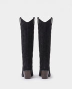 Bottes western à talon bloc en suédine brodée Modestine — Noir, packshot vue complémentaire