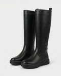 Bottes hautes zippées à semelle épaisse Justine — Noir, paire vue de trois quarts studio