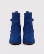 Bottines a bride et boucle en suedine Armantine Bleu Outremer — packshot, second angle