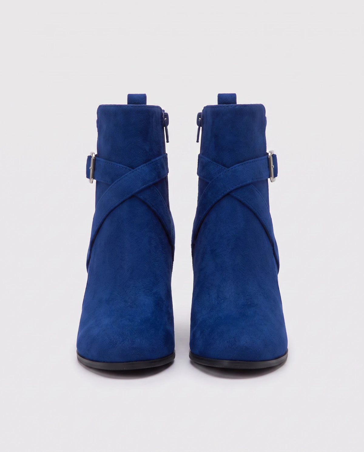 Bottines a bride et boucle en suedine Armantine Bleu Outremer — packshot, second angle